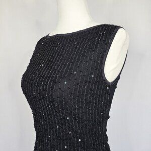 TWINK Sequin Women's Sleeveless Top, Black, Size S (Small)